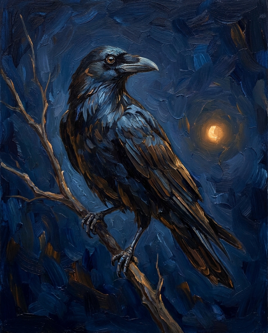Raven perched on a branch